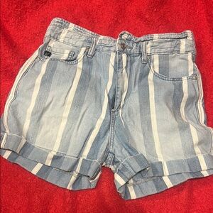 Striped Blue and White Women's Shorts